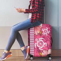 Pink Hibiscus Turle Luggage Cover Hawaiian Style Tribal Tapa Pattern