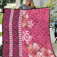 Pink Hibiscus Turle Quilt Hawaiian Style Tribal Tapa Pattern