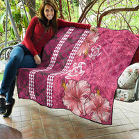 Pink Hibiscus Turle Quilt Hawaiian Style Tribal Tapa Pattern