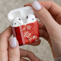 Red Hibiscus Turle AirPods Case Hawaiian Style Tribal Tapa Pattern - Polynesian Pride