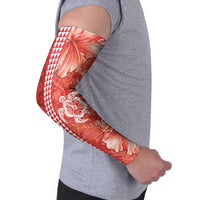 Red Hibiscus Turle Arm Sleeves Hawaiian Style Tribal Tapa Pattern - Polynesian Pride
