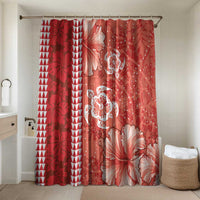 Red Hibiscus Turle Bathroom Set Hawaiian Style Tribal Tapa Pattern - Polynesian Pride