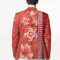 Red Hibiscus Turle Blazer Hawaiian Style Tribal Tapa Pattern - Polynesian Pride