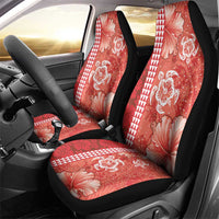 Red Hibiscus Turle Car Seat Cover Hawaiian Style Tribal Tapa Pattern