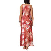 Red Hibiscus Turle Family Matching Tank Maxi Dress and Hawaiian Shirt Hawaiian Style Tribal Tapa Pattern