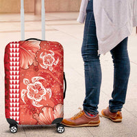 Red Hibiscus Turle Luggage Cover Hawaiian Style Tribal Tapa Pattern