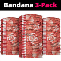 Red Hibiscus Turle Neck Gaiter Hawaiian Style Tribal Tapa Pattern - Polynesian Pride
