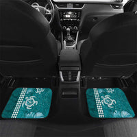 Teal Hibiscus Turle Car Mats Hawaiian Style Tribal Tapa Pattern