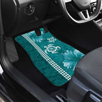 Teal Hibiscus Turle Car Mats Hawaiian Style Tribal Tapa Pattern