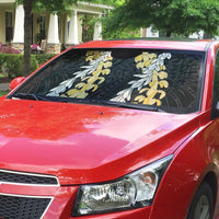 Puakenikeni and Maile Lei Auto Sun Shade Black Double Strand Lei - Polynesian Pride