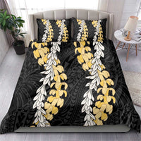 Puakenikeni and Maile Lei Bedding Set Black Double Strand Lei