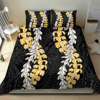 Puakenikeni and Maile Lei Bedding Set Black Double Strand Lei