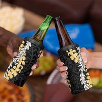 Puakenikeni and Maile Lei 4 in 1 Can Cooler Tumbler Black Double Strand Lei