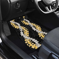 Puakenikeni and Maile Lei Car Mats Black Double Strand Lei