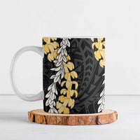 Puakenikeni and Maile Lei Ceramic Mug Black Double Strand Lei - Polynesian Pride