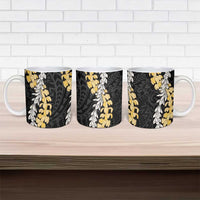 Puakenikeni and Maile Lei Ceramic Mug Black Double Strand Lei - Polynesian Pride