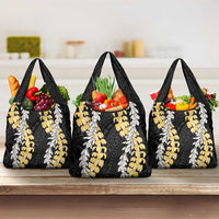 Puakenikeni and Maile Lei Grocery Bag Black Double Strand Lei