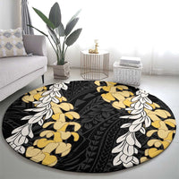 Puakenikeni and Maile Lei Round Carpet Black Double Strand Lei