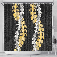 Puakenikeni and Maile Lei Shower Curtain Black Double Strand Lei
