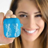 Puakenikeni and Maile Lei AirPods Case Blue Double Strand Lei - Polynesian Pride