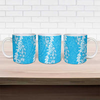 Puakenikeni and Maile Lei Ceramic Mug Blue Double Strand Lei - Polynesian Pride