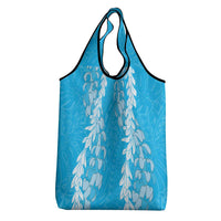 Puakenikeni and Maile Lei Grocery Bag Blue Double Strand Lei