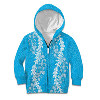 Puakenikeni and Maile Lei Kid Hoodie Blue Double Strand Lei