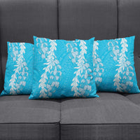 Puakenikeni and Maile Lei Pillow Cover Blue Double Strand Lei - Polynesian Pride