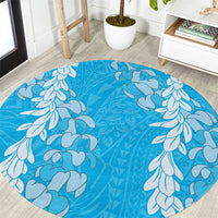 Puakenikeni and Maile Lei Round Carpet Blue Double Strand Lei