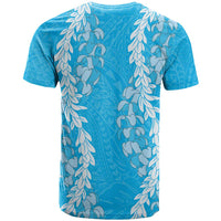 Puakenikeni and Maile Lei T Shirt Blue Double Strand Lei