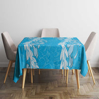 Puakenikeni and Maile Lei Tablecloth Blue Double Strand Lei