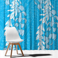 Puakenikeni and Maile Lei Window Curtain Blue Double Strand Lei