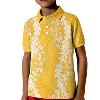 Puakenikeni and Maile Lei Kid Polo Shirt Gold Double Strand Lei