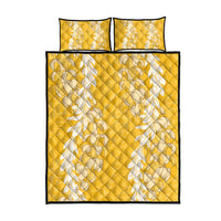 Puakenikeni and Maile Lei Quilt Bed Set Gold Double Strand Lei
