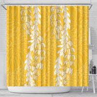 Puakenikeni and Maile Lei Shower Curtain Gold Double Strand Lei