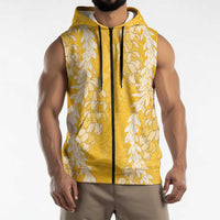 Puakenikeni and Maile Lei Sleeveless Zip Hoodie Gold Double Strand Lei - Polynesian Pride