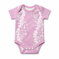 Puakenikeni and Maile Lei Baby Onesie Pink Double Strand Lei