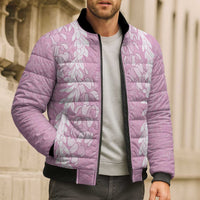 Puakenikeni and Maile Lei Bomber Puffer Jacket Pink Double Strand Lei - Polynesian Pride