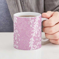 Puakenikeni and Maile Lei Ceramic Mug Pink Double Strand Lei - Polynesian Pride