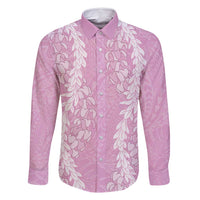 Puakenikeni and Maile Lei Family Matching Mermaid Dress and Hawaiian Shirt Pink Double Strand Lei