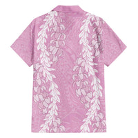 Puakenikeni and Maile Lei Family Matching Tank Maxi Dress and Hawaiian Shirt Pink Double Strand Lei