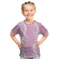Puakenikeni and Maile Lei Kid T Shirt Pink Double Strand Lei