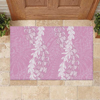 Puakenikeni and Maile Lei Rubber Doormat Pink Double Strand Lei