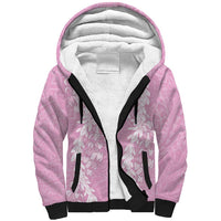 Puakenikeni and Maile Lei Sherpa Hoodie Pink Double Strand Lei