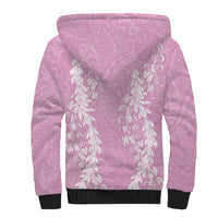 Puakenikeni and Maile Lei Sherpa Hoodie Pink Double Strand Lei