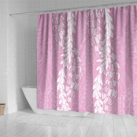 Puakenikeni and Maile Lei Shower Curtain Pink Double Strand Lei
