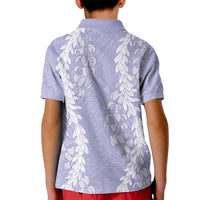 Puakenikeni and Maile Lei Kid Polo Shirt Purple Double Strand Lei