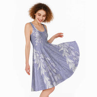 Puakenikeni and Maile Lei Midi Dress Purple Double Strand Lei - Polynesian Pride