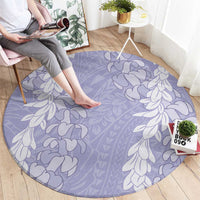 Puakenikeni and Maile Lei Round Carpet Purple Double Strand Lei