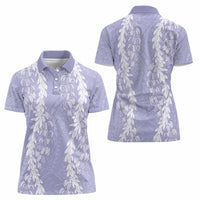 Puakenikeni and Maile Lei Women Polo Shirt Purple Double Strand Lei